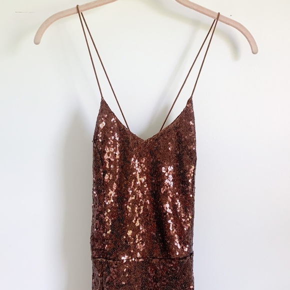 Nasty Gal “Don’t Cross Me” Brown Sequin Dress Y2K NYE - Picture 5 of 8